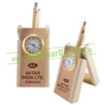 Wooden Pen Stand with watch