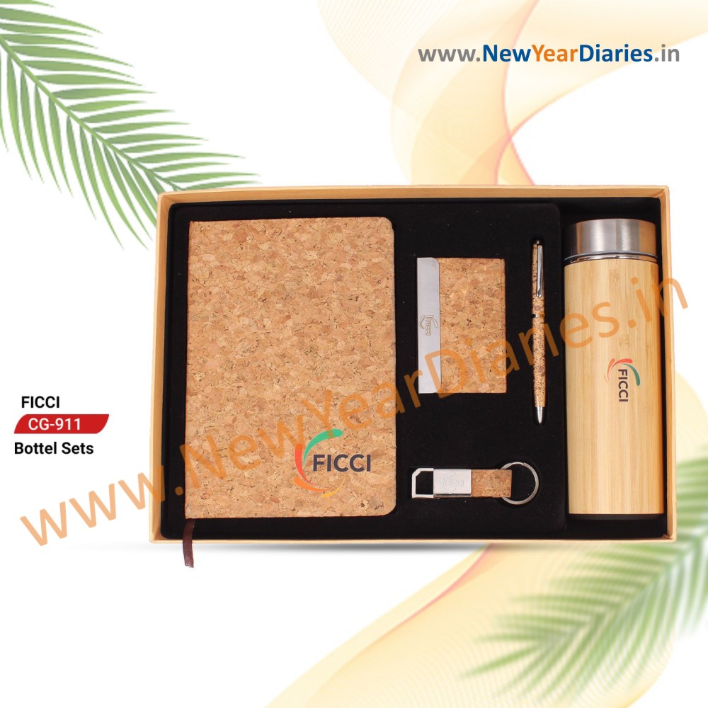 911 FICCI Cork Bamboo Bottle Gift Set