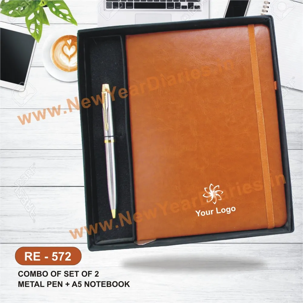 Brown planner with pen set re 572